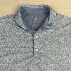 Hickey Freeman Golf Polo Shirt Mens L Blue Floral Stretch Performance Print